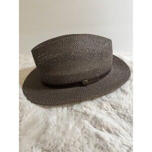 Dobbs  Fifth Ave Hat Men Fedora Rosebud Straw Brown Vented Summer Tropical